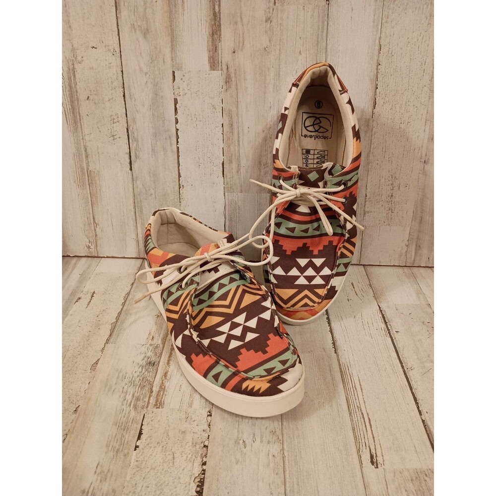 EVERGLADES Boat Shoes S My Women's Size 8 Loafers Slip-On Souhwestern Aztec